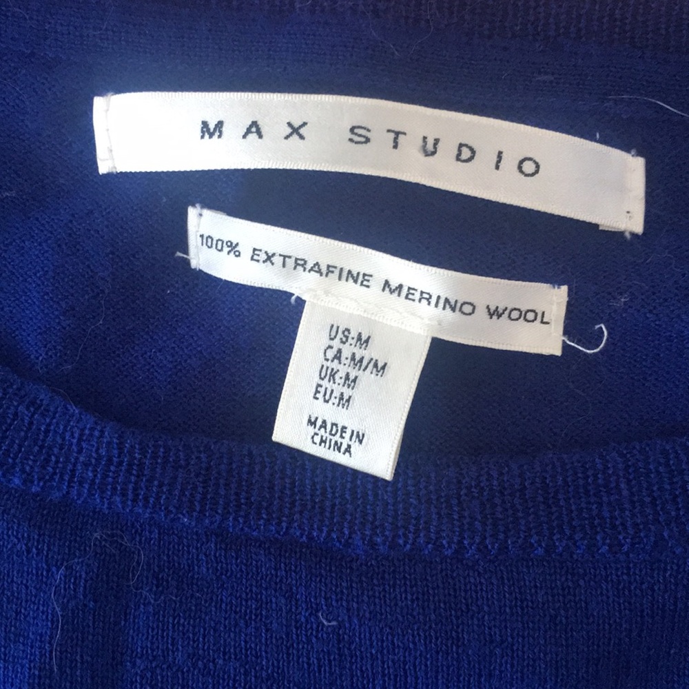 Blue Merino Wool Blue Sweater - Picture 2 of 2